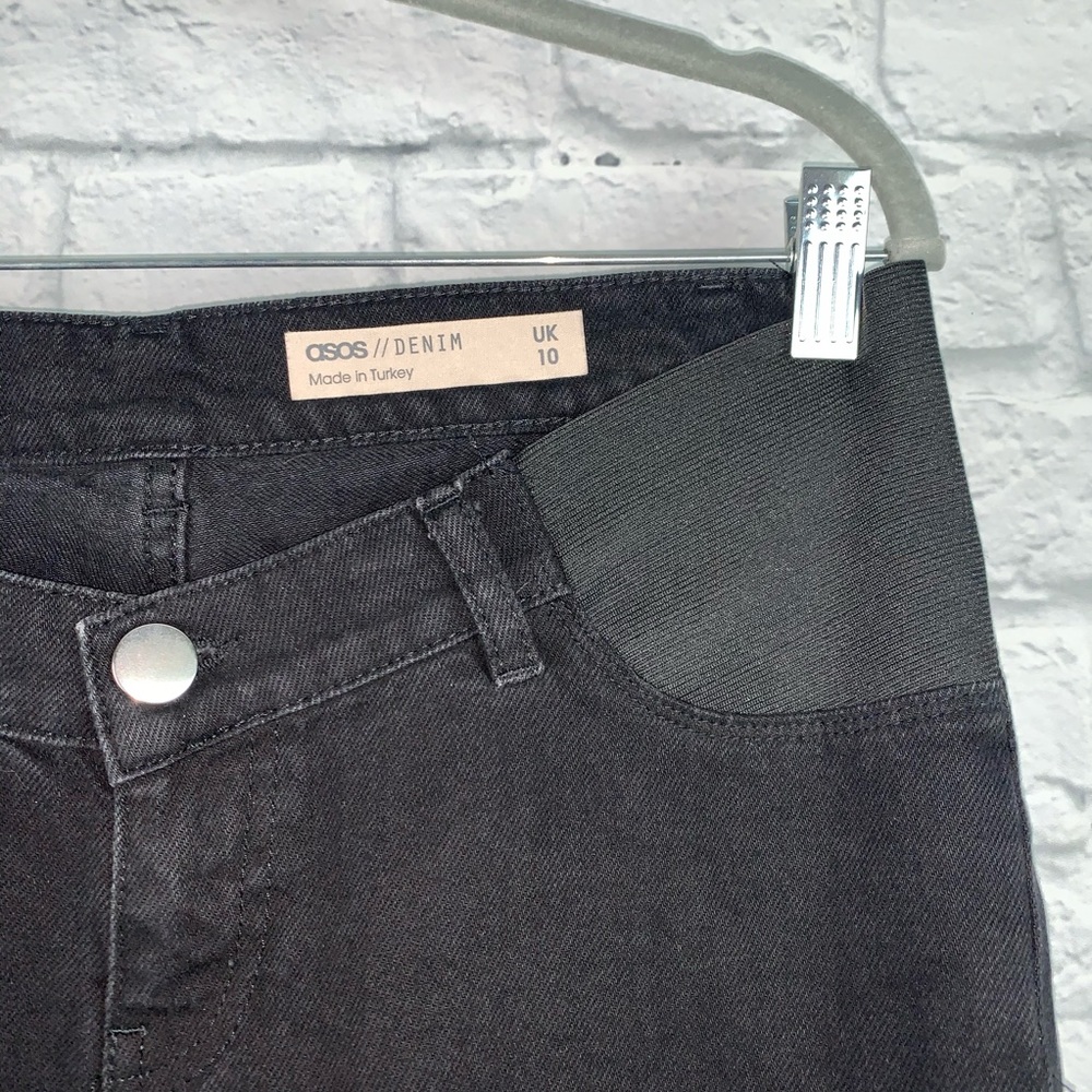 Asos Raw Hem Black Denim Maternity Jeans 6 - Picture 4 of 8